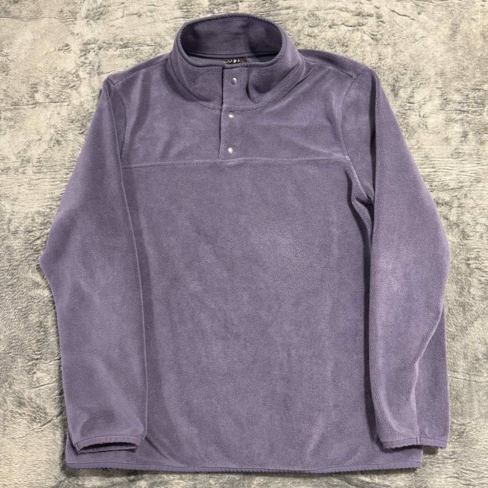 32 Degrees Heat‎ Fleece Pullover Mens Large Purple Snap Neck Mock Neck T219494